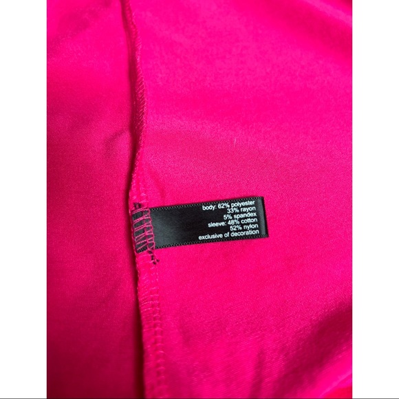 Bright Pink with Net Lace Short-Sleeve Design - Picture 5 of 5